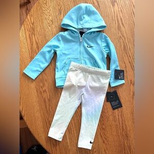 NWT Sz 18m Nike Therma Dri-Fit Blue/Yellow Zip Down Jacket & Tie-Dye Leggings
